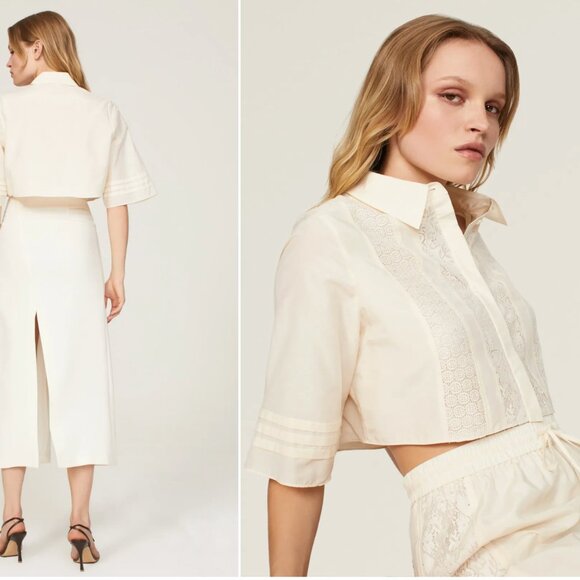 Jason Wu Designer Crop Button Down - Picture 1 of 9